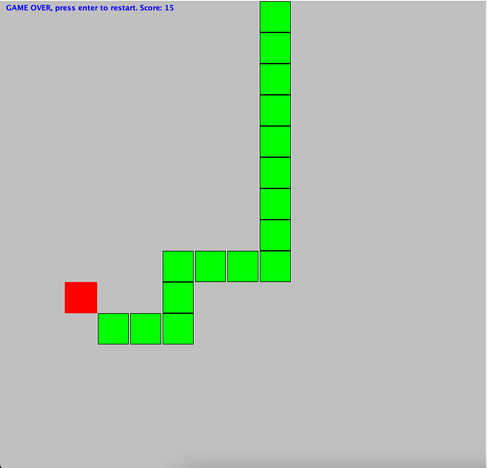 A screenshot of the Snake game